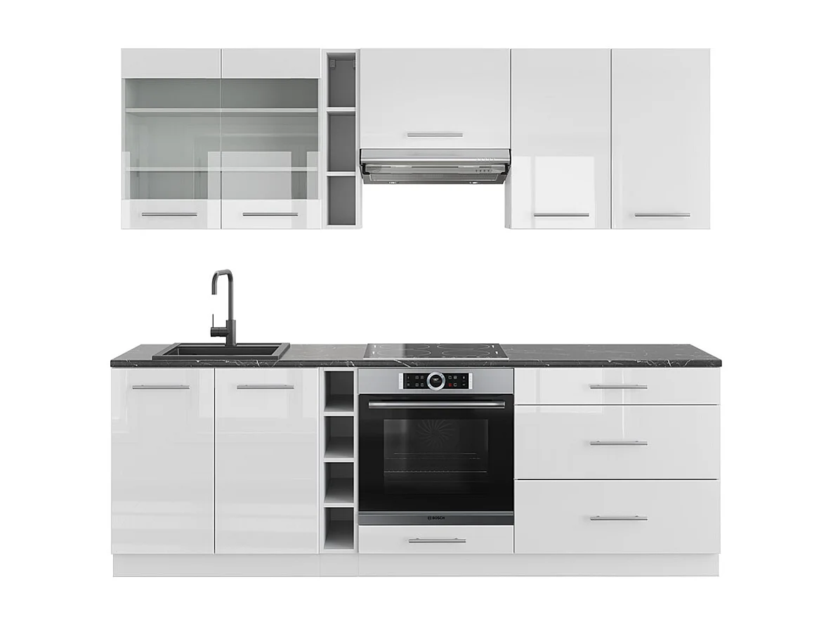Cucina componibile bianco lucido/bianco 235x60x81.6 fame-line
