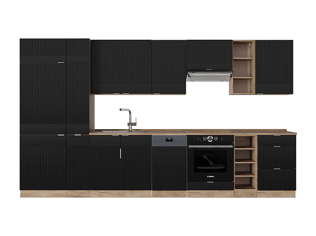 Cuisine noir rayé/chêne doré 355x60x81.6 fame-line