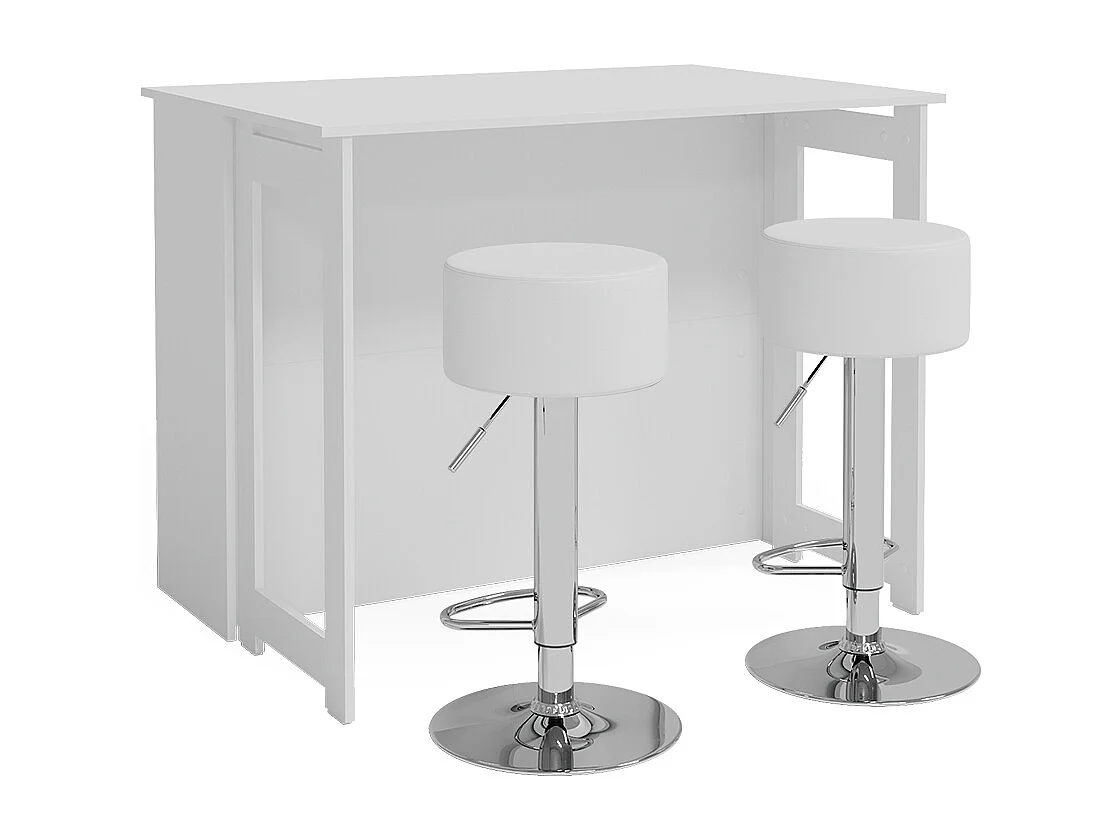 Tavolo bar con sgabelli bianco 116x37x90.5 dominic