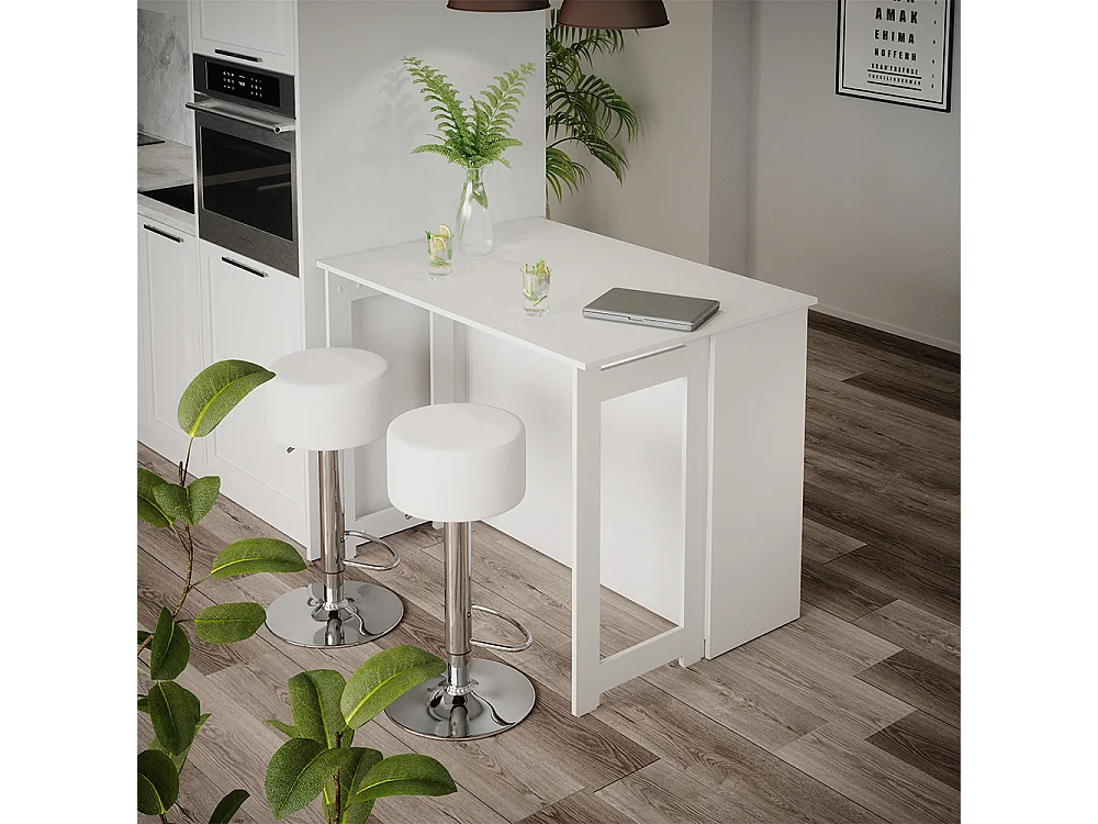 Set de table de bar blanc 116x37x90.5 dominic