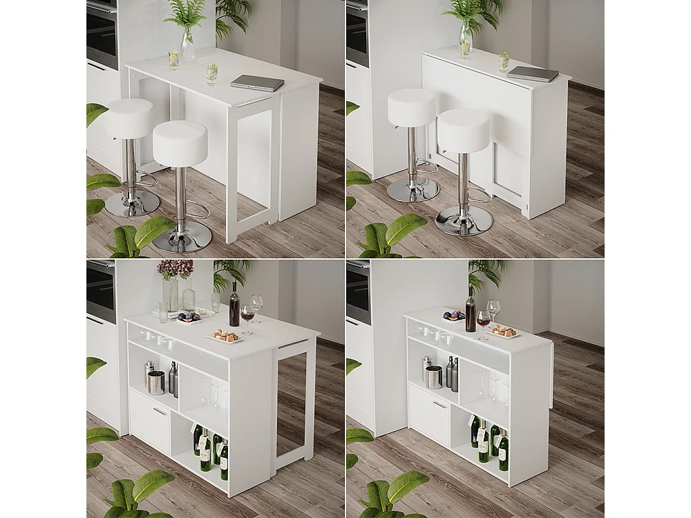 Set de table de bar blanc 116x37x90.5 dominic