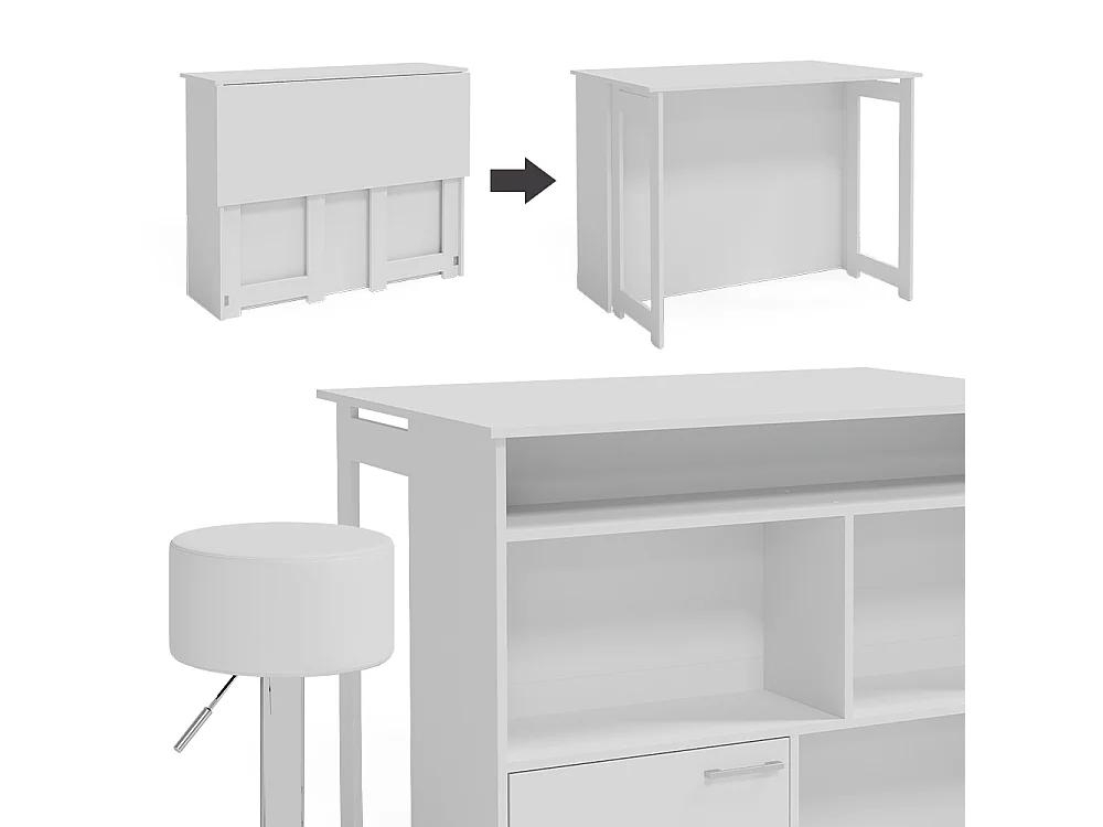 Set de table de bar blanc 116x37x90.5 dominic