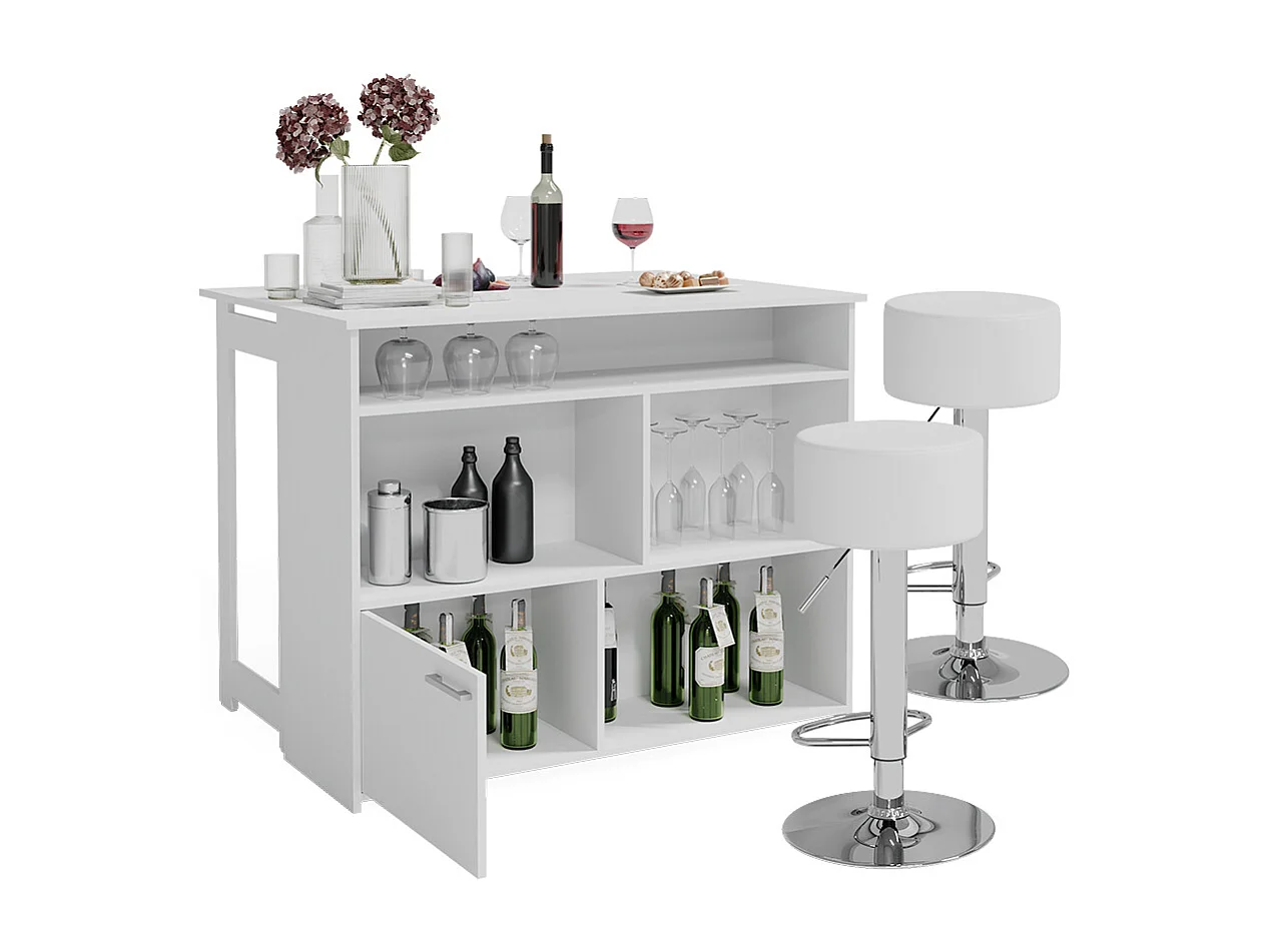 Set de table de bar blanc 116x37x90.5 dominic