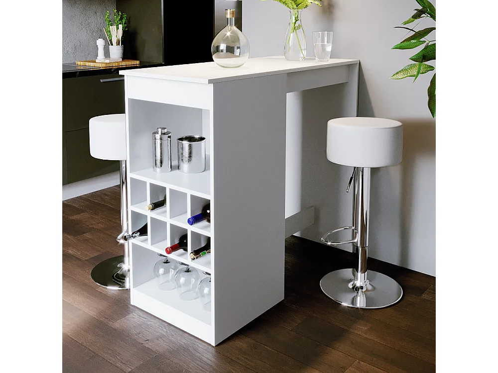 Tavolo bar con sgabelli bianco 115x50x104.6 ross
