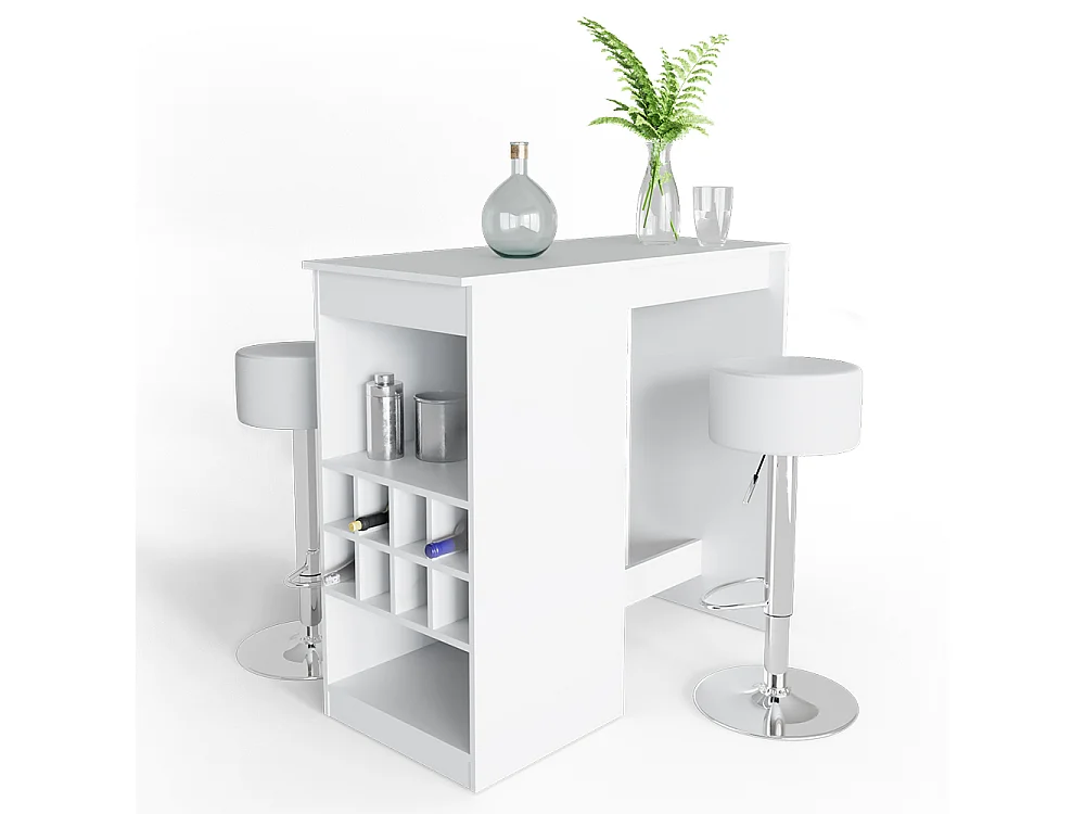 Tavolo bar con sgabelli bianco 115x50x104.6 ross