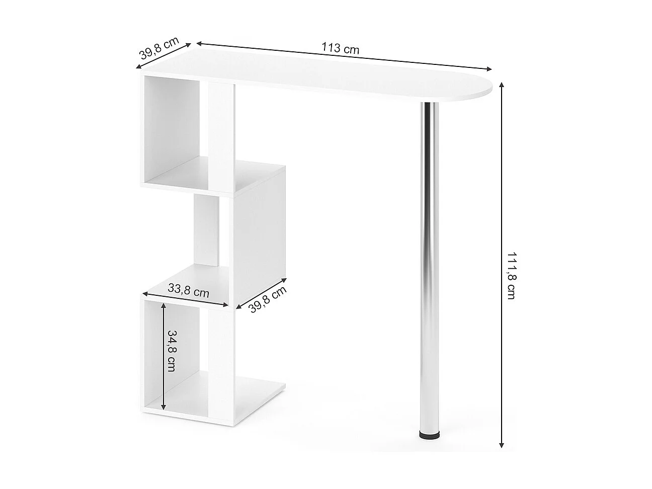 Table de bar blanc 113x39.8x111.8 vincent