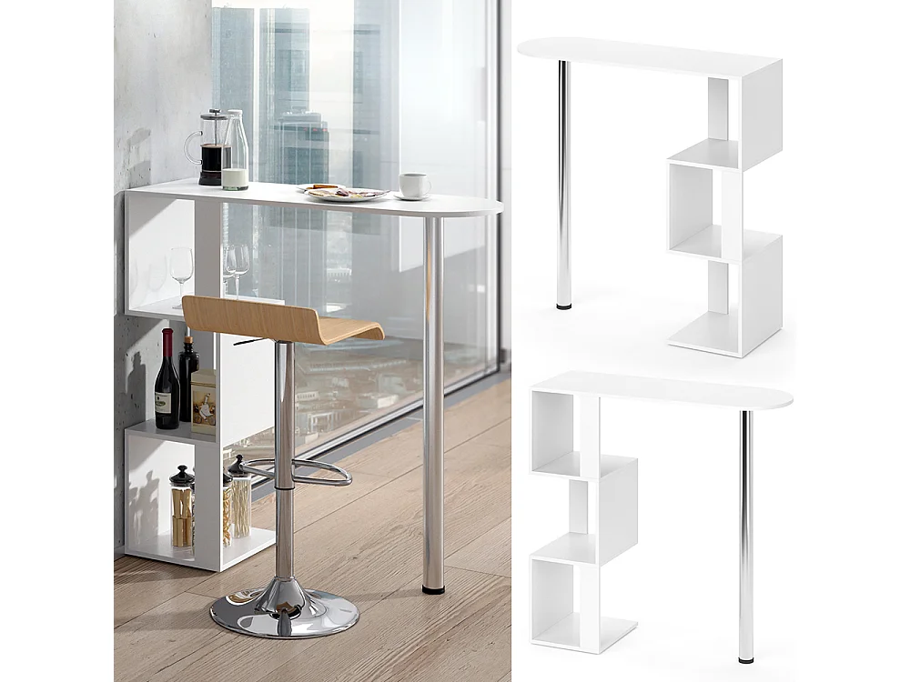Table de bar blanc 113x39.8x111.8 vincent