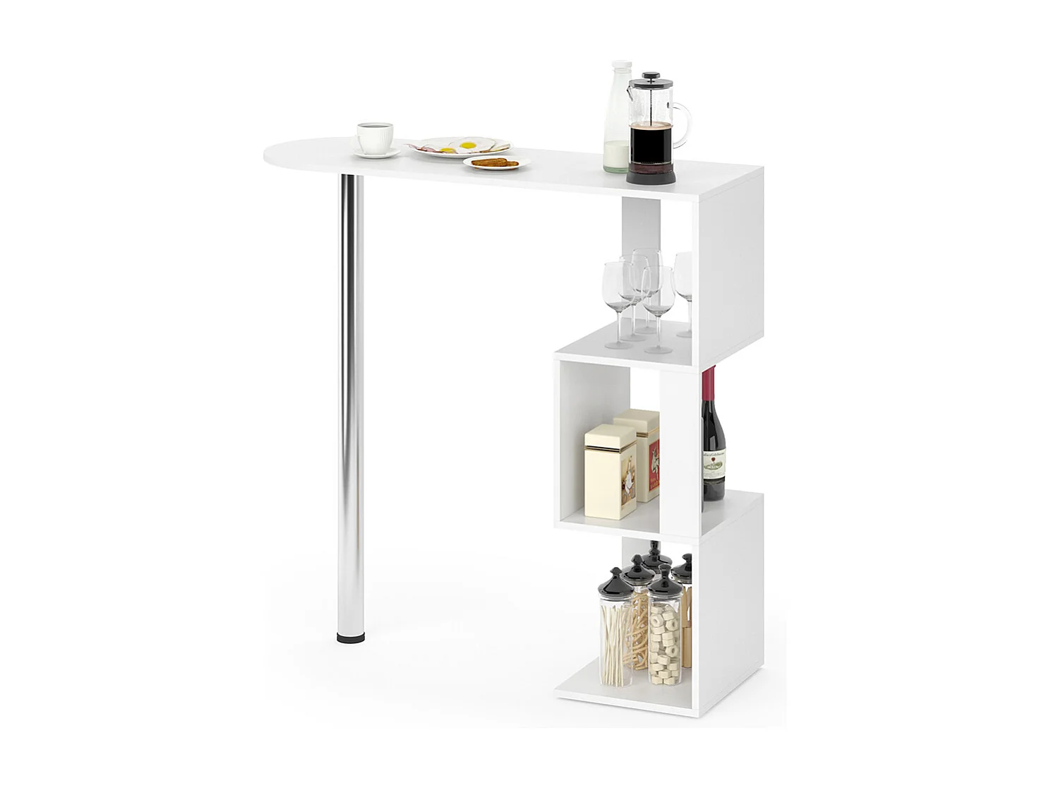 Table de bar blanc 113x39.8x111.8 vincent