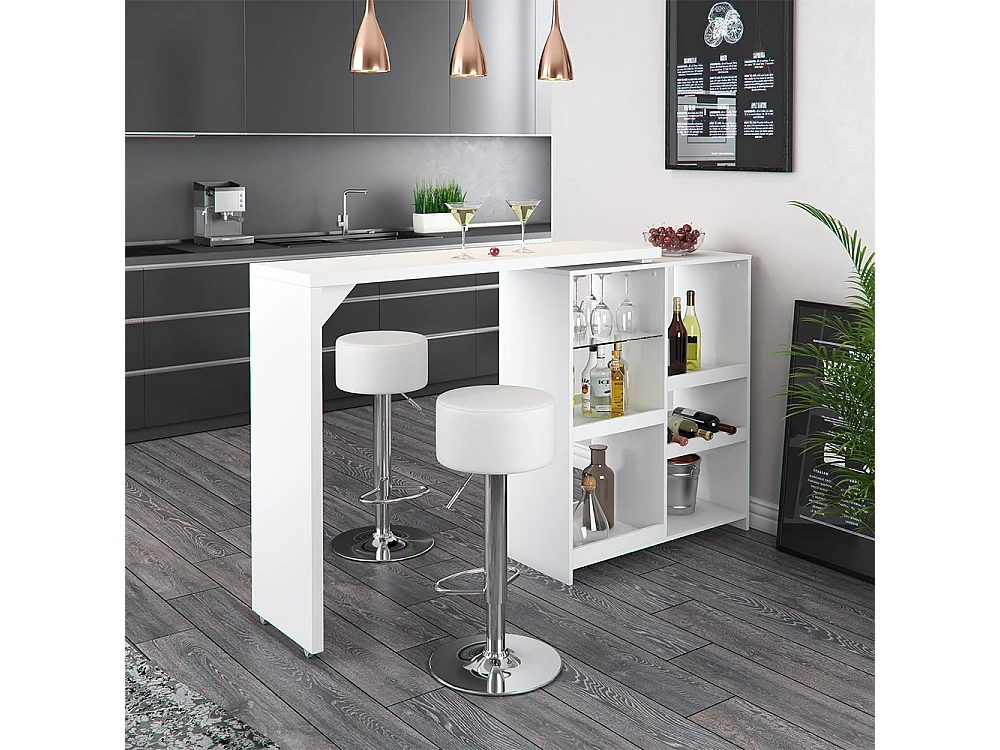 Conjunto de mesa de bar branco 138x39x110.4 vega