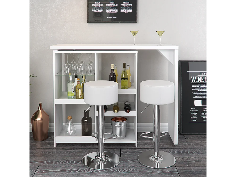 Conjunto de mesa de bar branco 138x39x110.4 vega