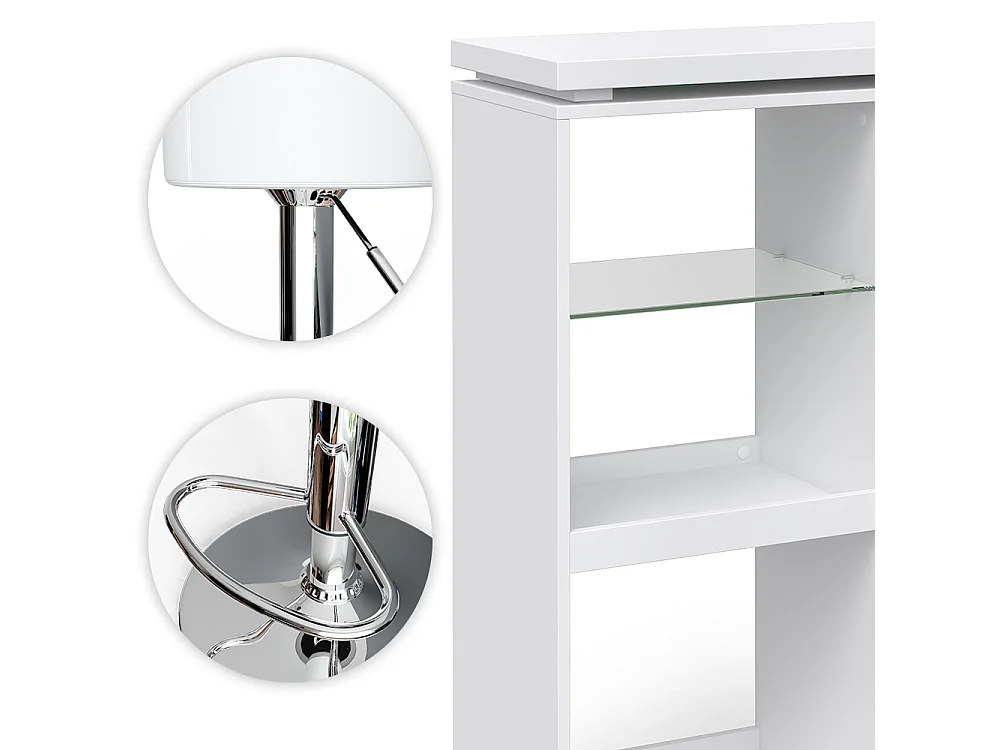 Conjunto de mesa de bar branco 138x39x110.4 vega