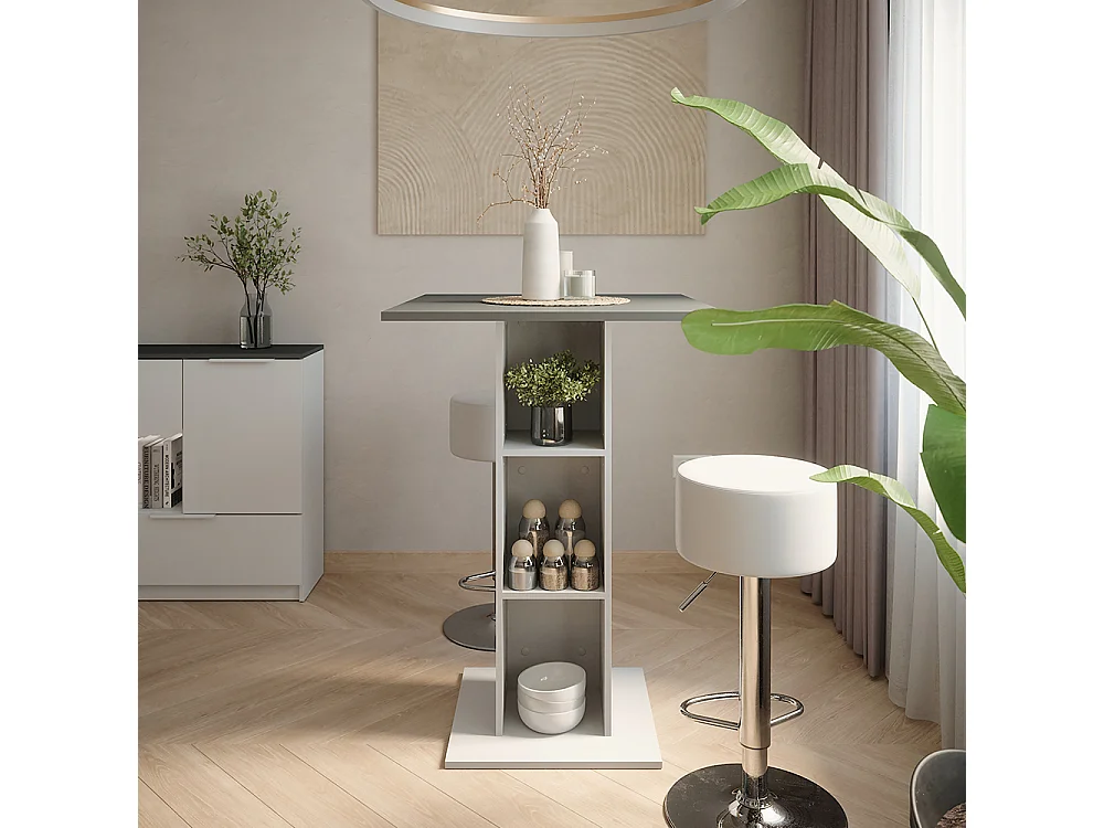 Set de table de bar béton/blanc 75x75x106 repose