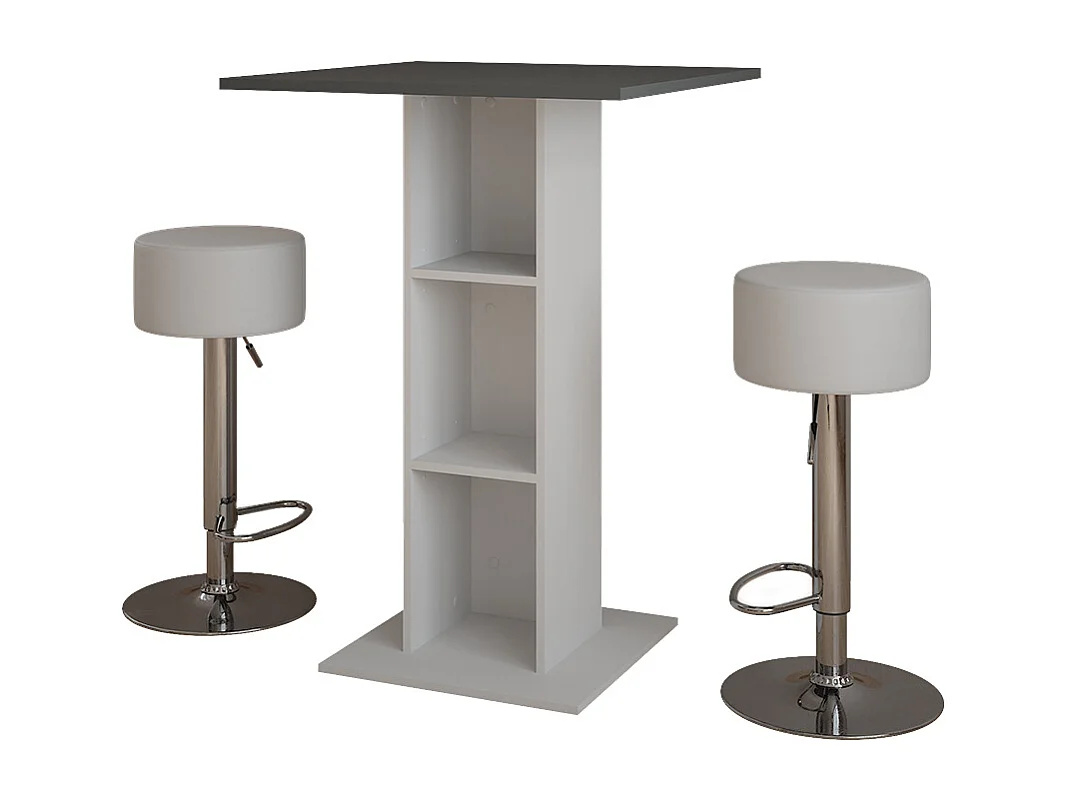 Set de table de bar béton/blanc 75x75x106 repose