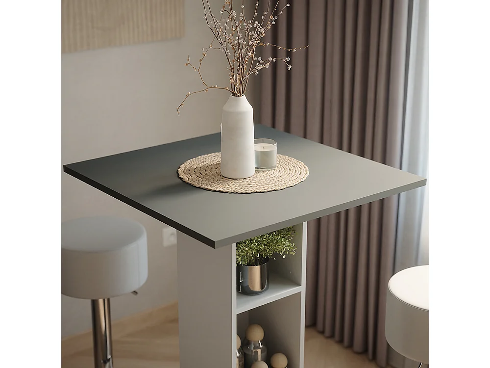 Set de table de bar béton/blanc 75x75x106 repose