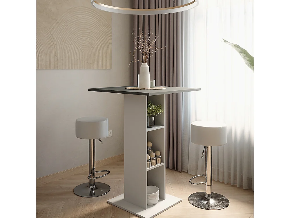 Set de table de bar béton/blanc 75x75x106 repose