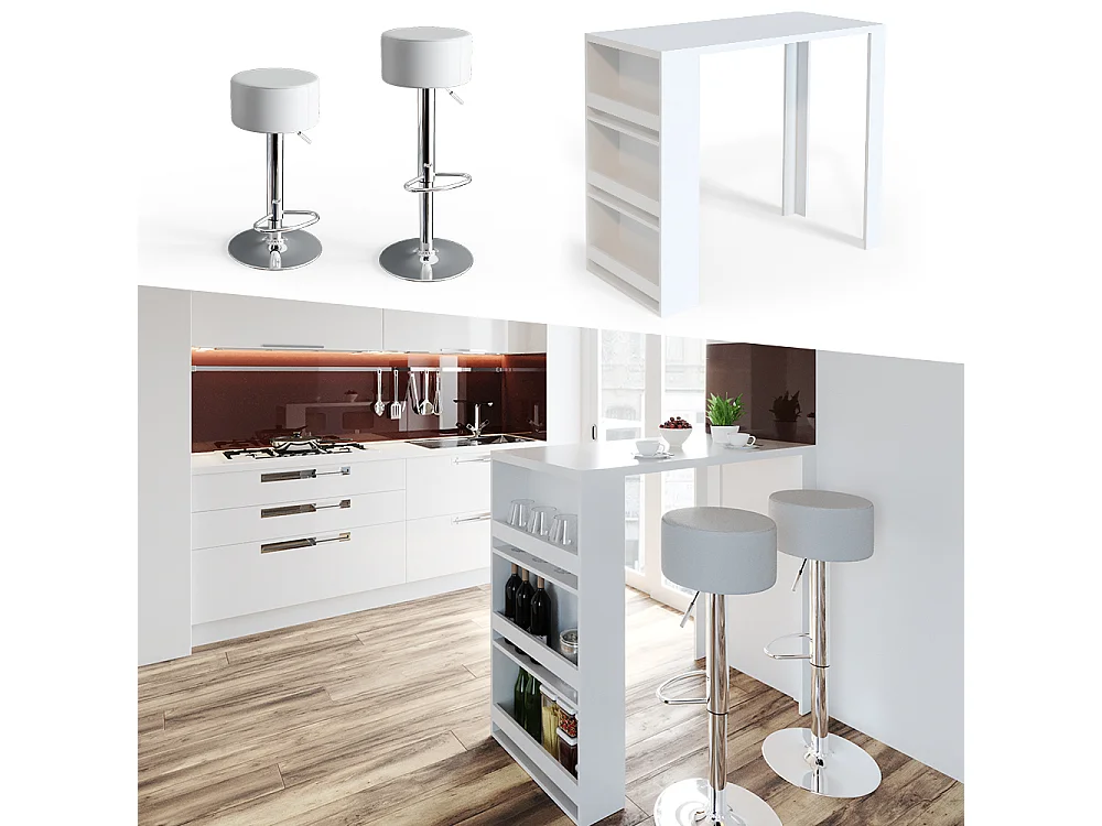 Table de bar blanc 57x117x106