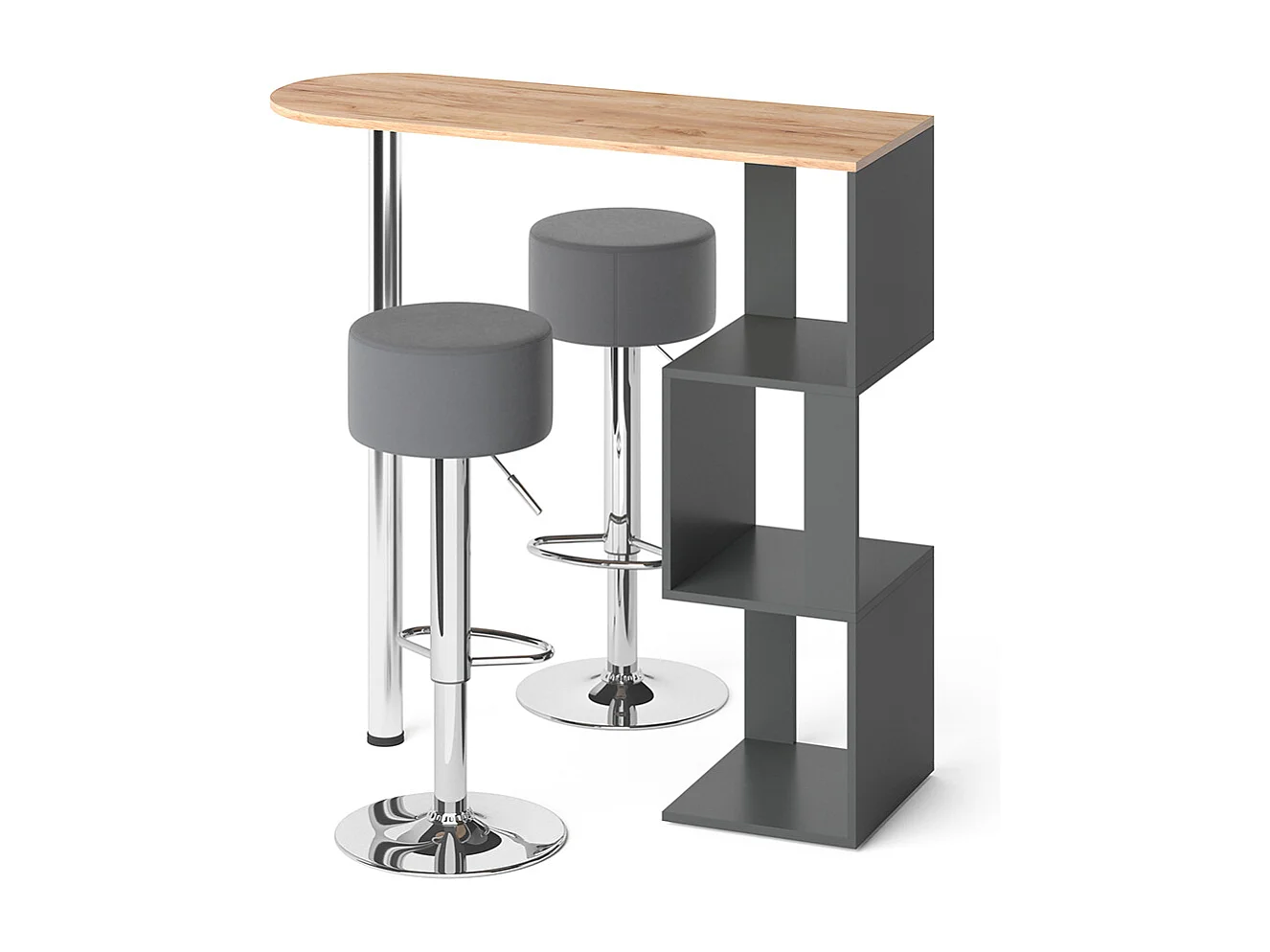 Tavolo bar con sgabelli quercia dorata 113x39.8x111.8 vincent