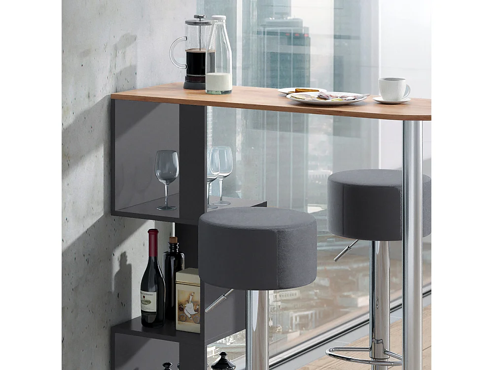 Set de table de bar chêne de force doré 113x39.8x111.8 vincent