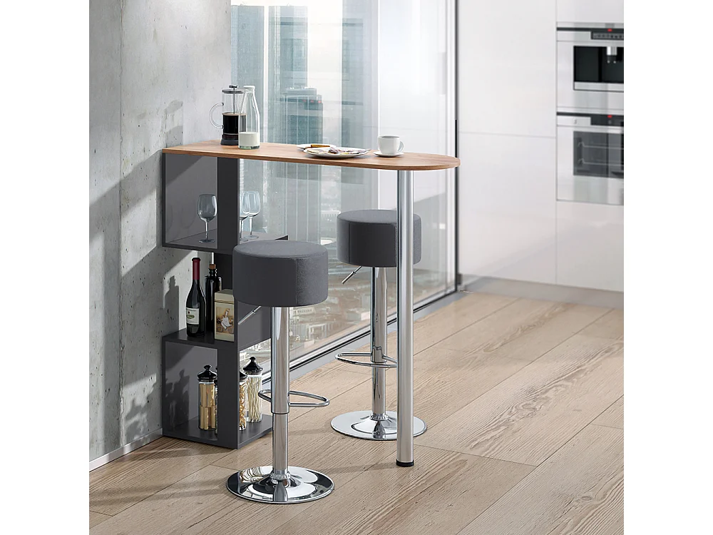 Set de table de bar chêne de force doré 113x39.8x111.8 vincent