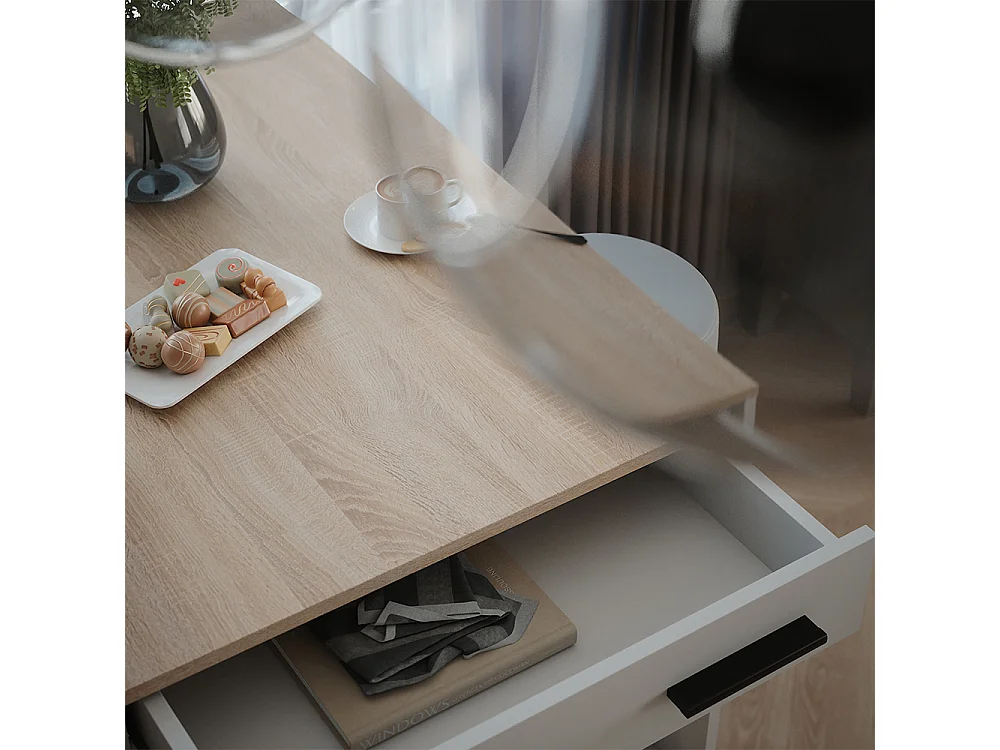 tavolo bar con sgabelli bianco/sonoma 67x100x106 repose