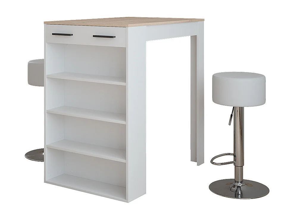Bar table set white/sonoma 67x100x106 repose