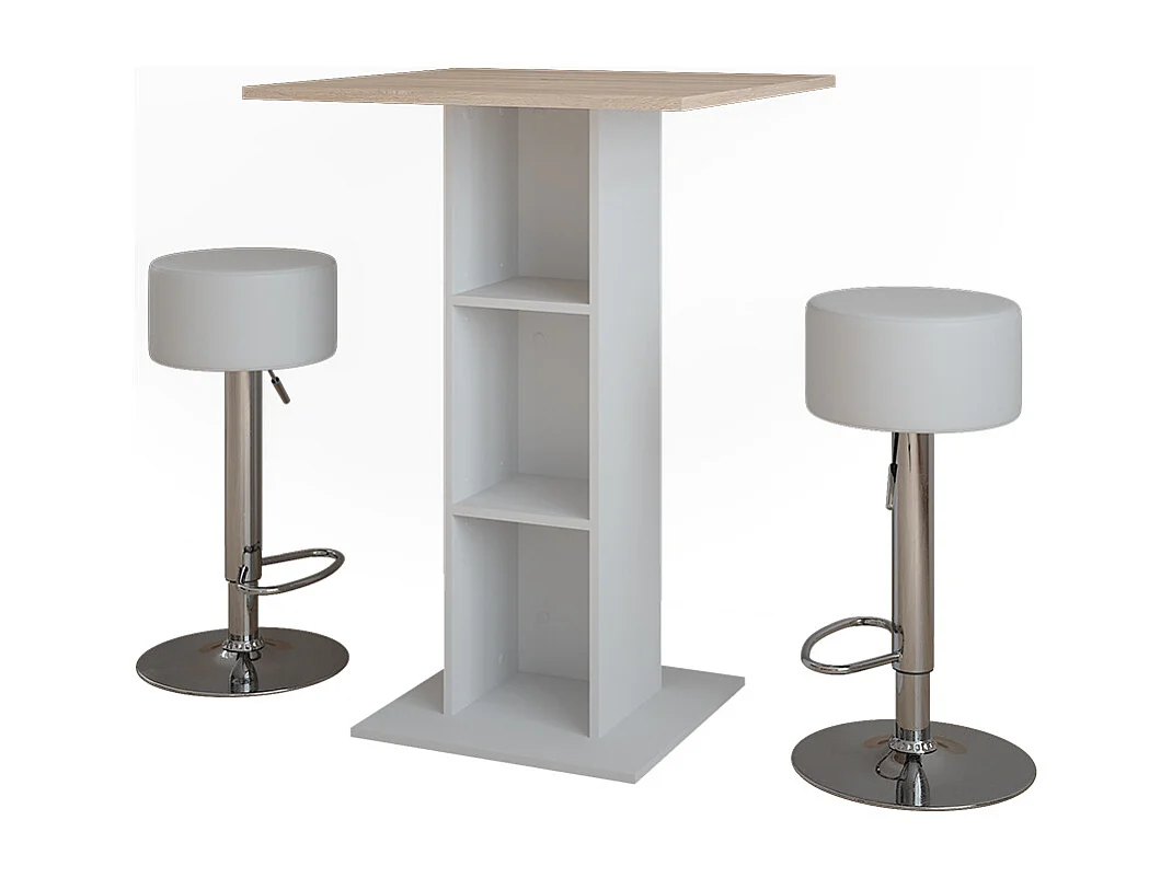 Set de table de bar blanc/sonoma 75x75x106 repose