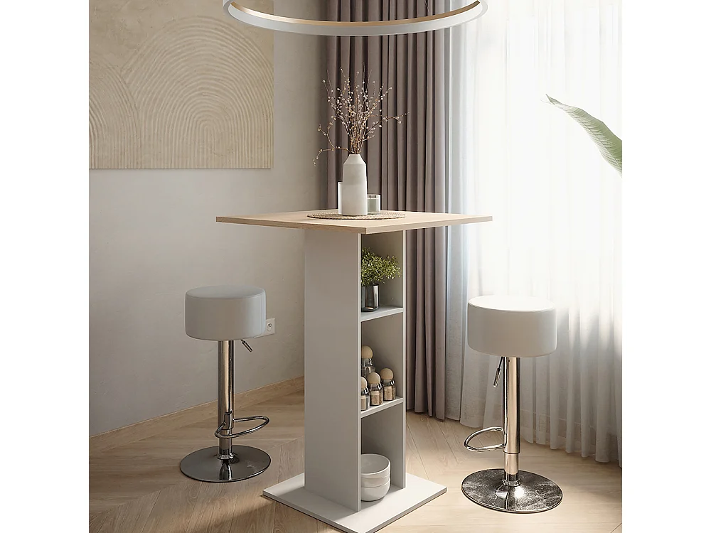 Set de table de bar blanc/sonoma 75x75x106 repose