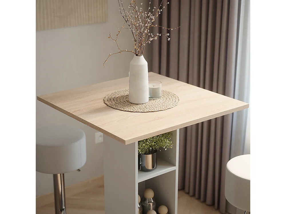 Set de table de bar blanc/sonoma 75x75x106 repose
