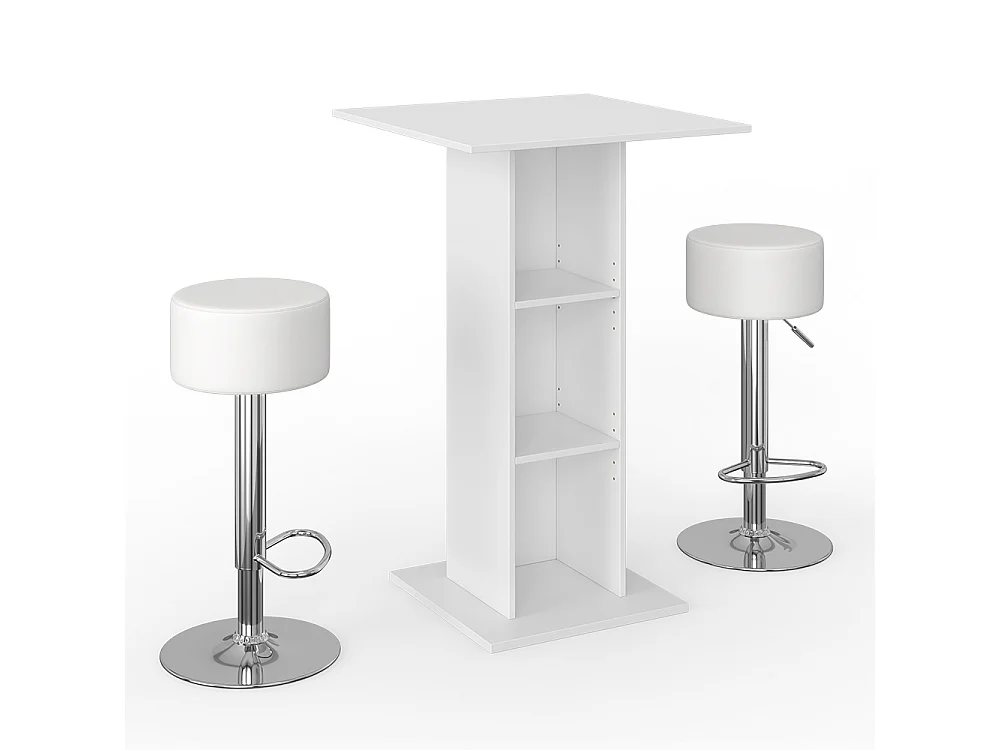 Set de table de bar blanc 70x70x109 rodeo