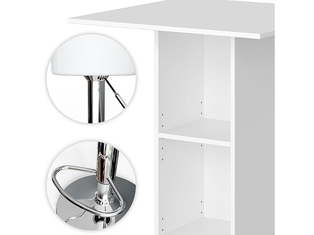 Set de table de bar blanc 70x70x109 rodeo