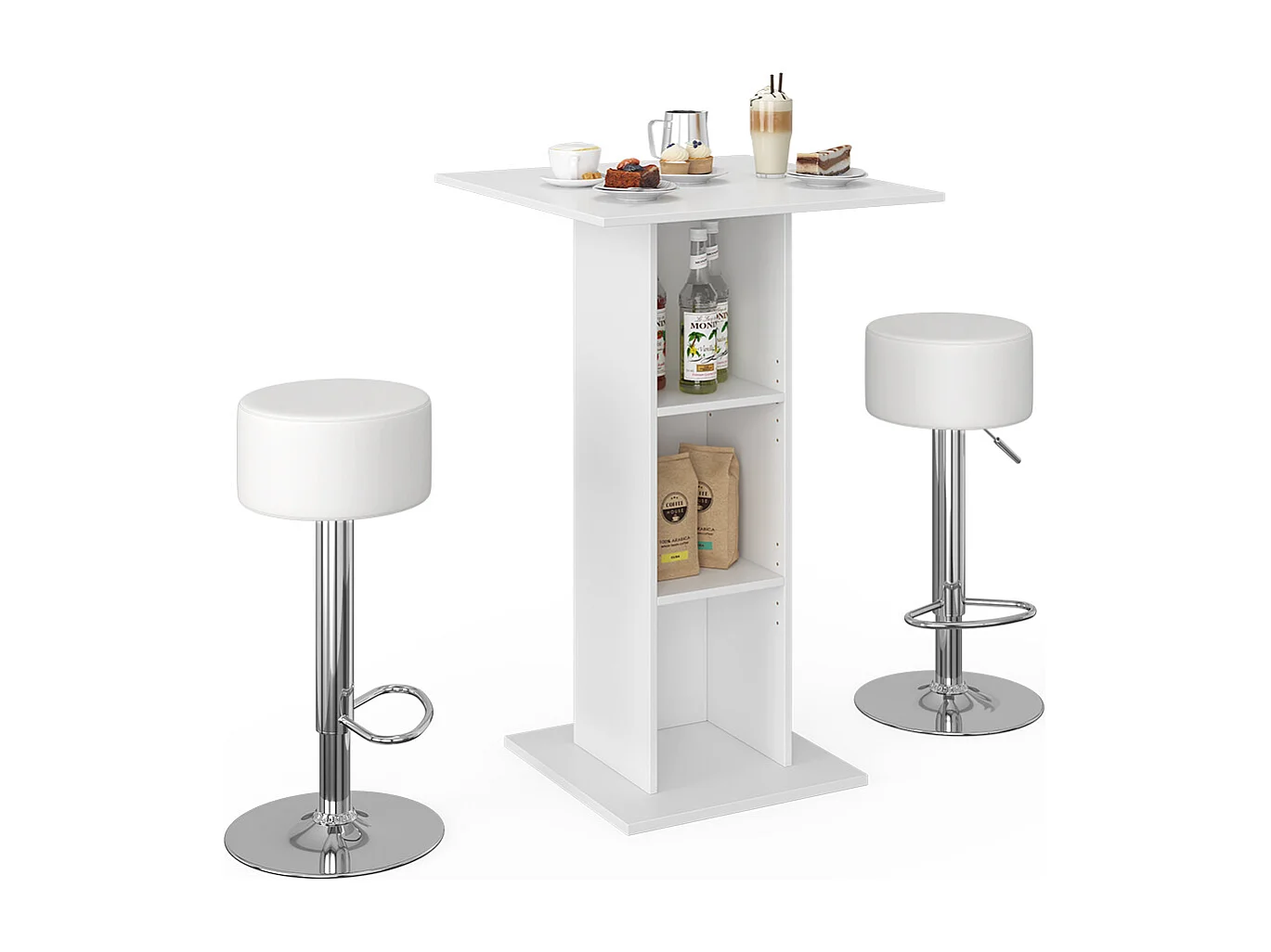 Set de table de bar blanc 70x70x109 rodeo