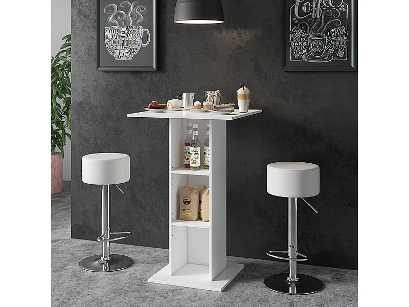 Set de table de bar blanc 70x70x109 rodeo