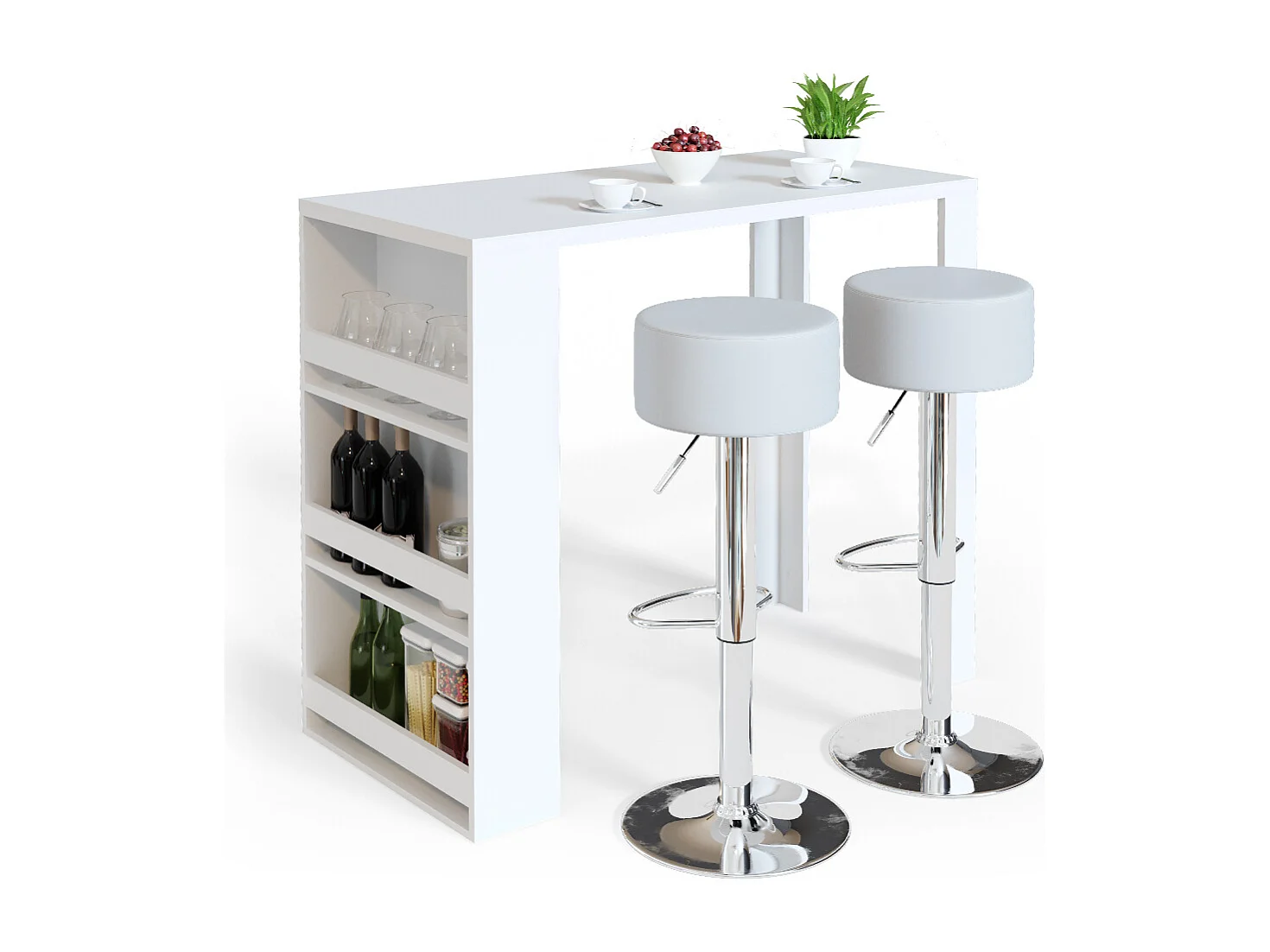 Bartisch-Set weiß 57x117x106