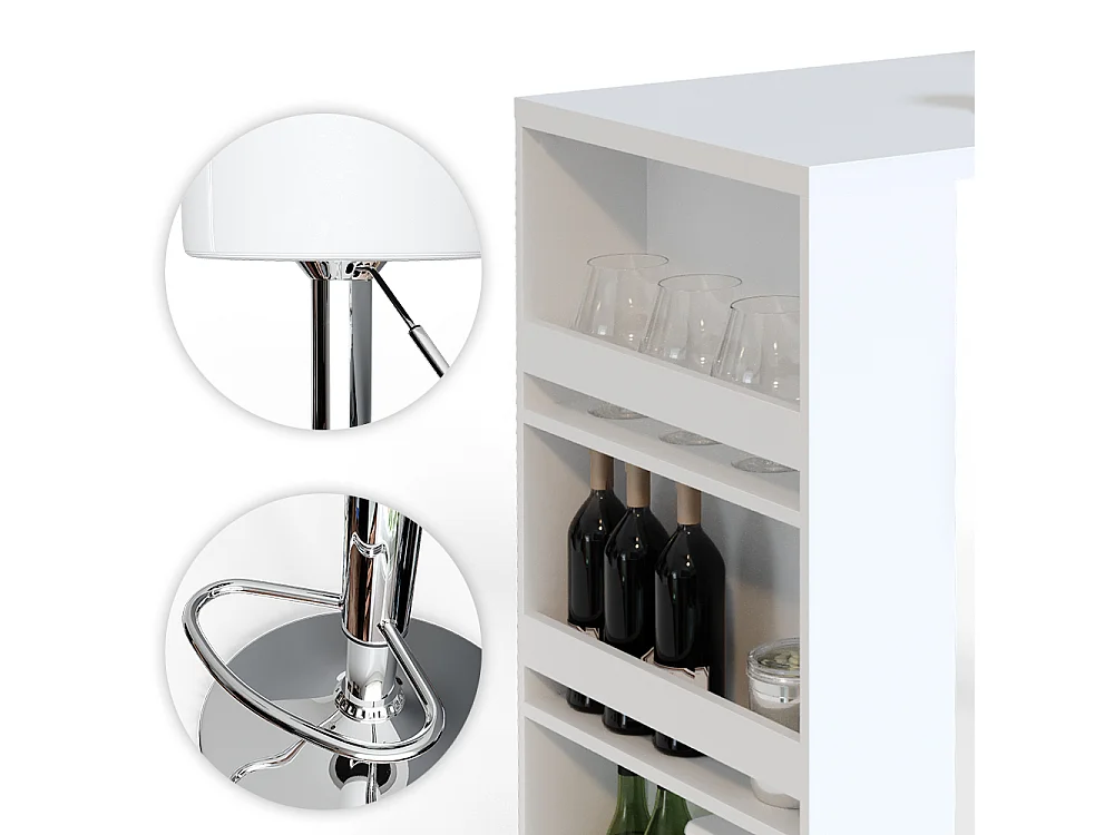 Set de table de bar blanc 57x117x106