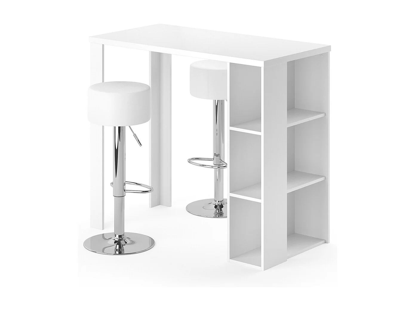 Tavolo bar con sgabelli bianco 120x60x105.6 noel
