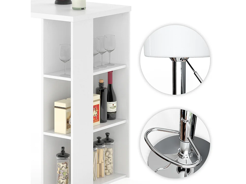 Set de table de bar blanc 120x60x105.6 noel