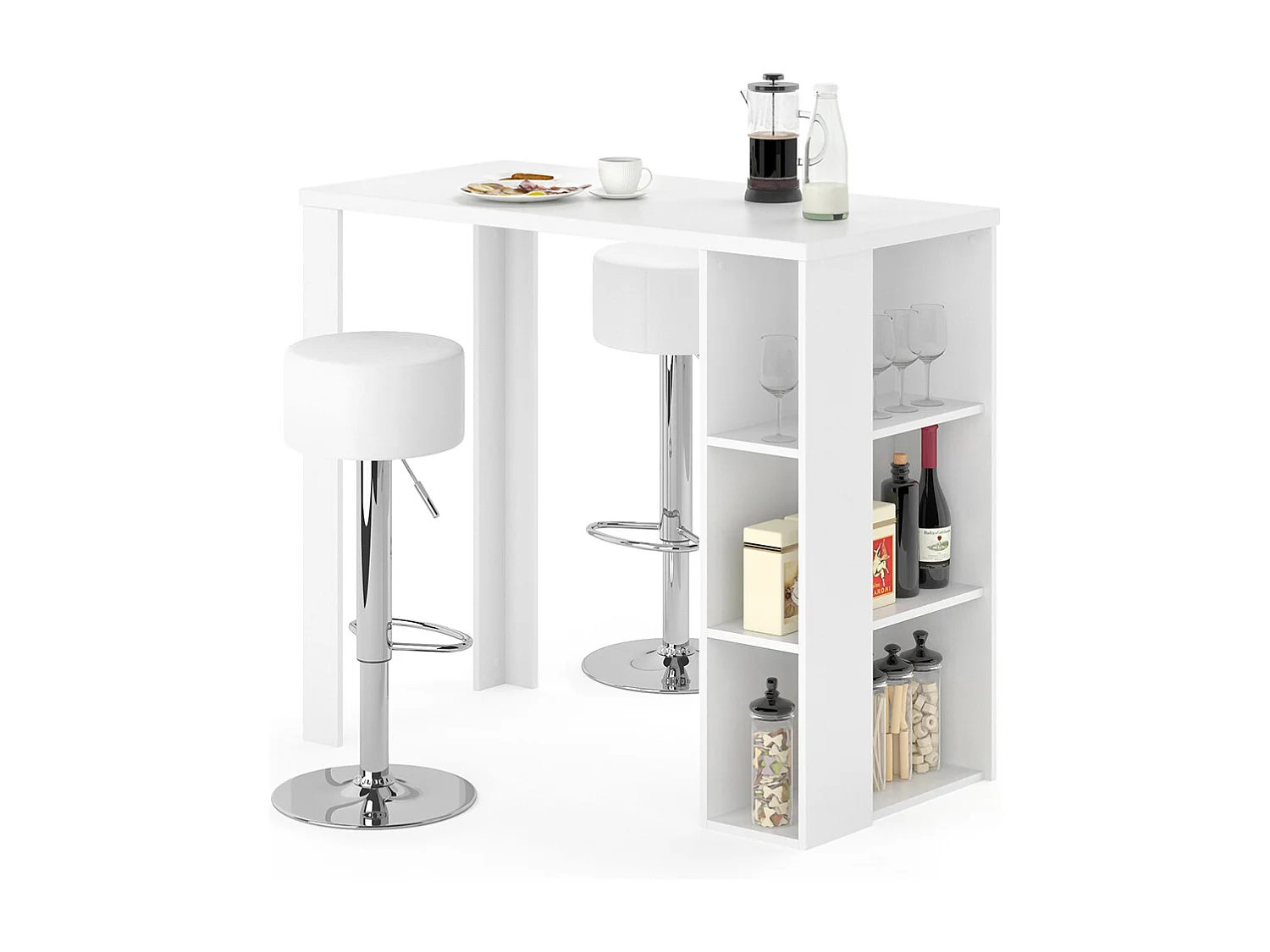 Set de table de bar blanc 120x60x105.6 noel