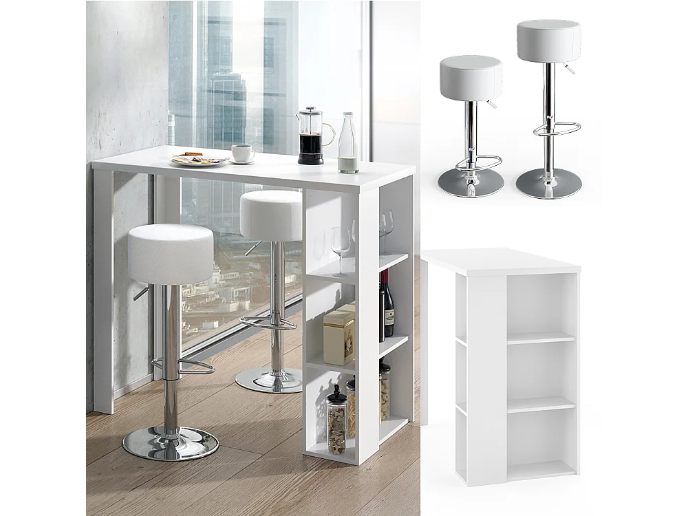 Set de table de bar blanc 120x60x105.6 noel