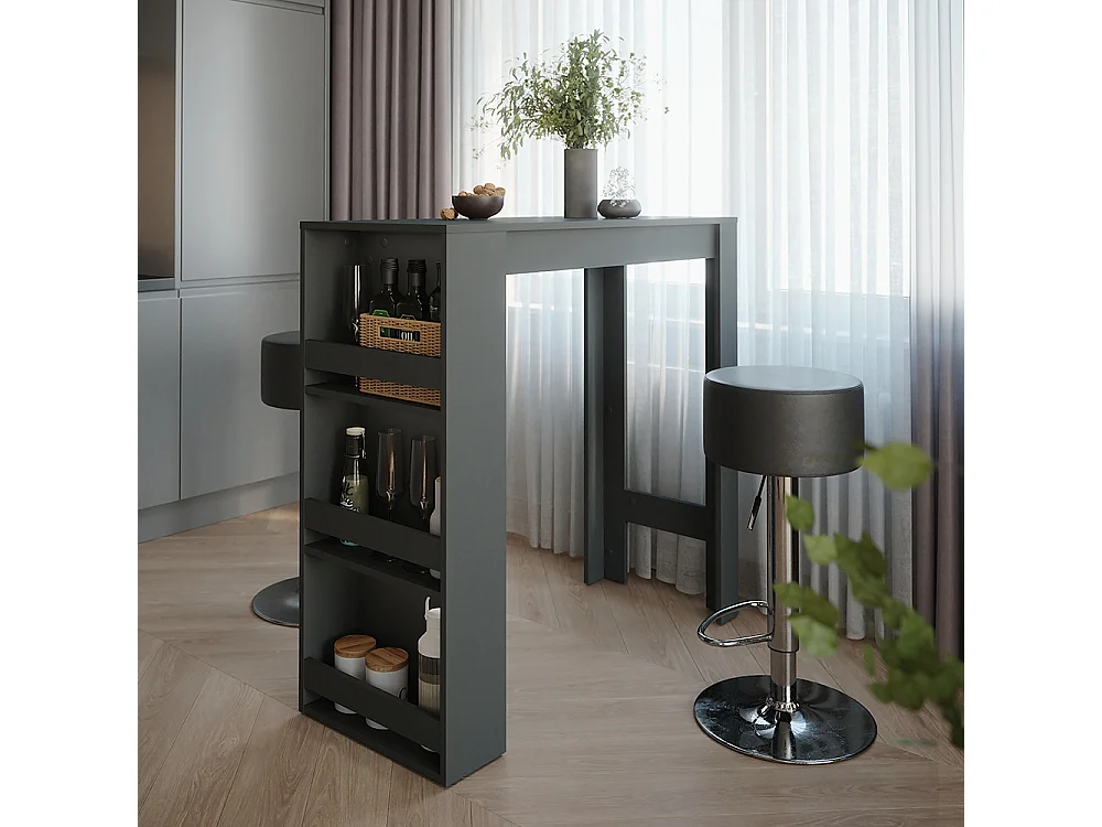 tavolo bar con sgabelli antracite 45x110x106 repose