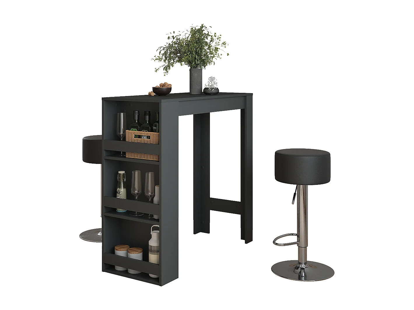 Set de table de bar anthracite 45x110x106 repose