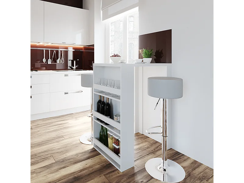 Tavolo bar con sgabelli bianco 57x80x106