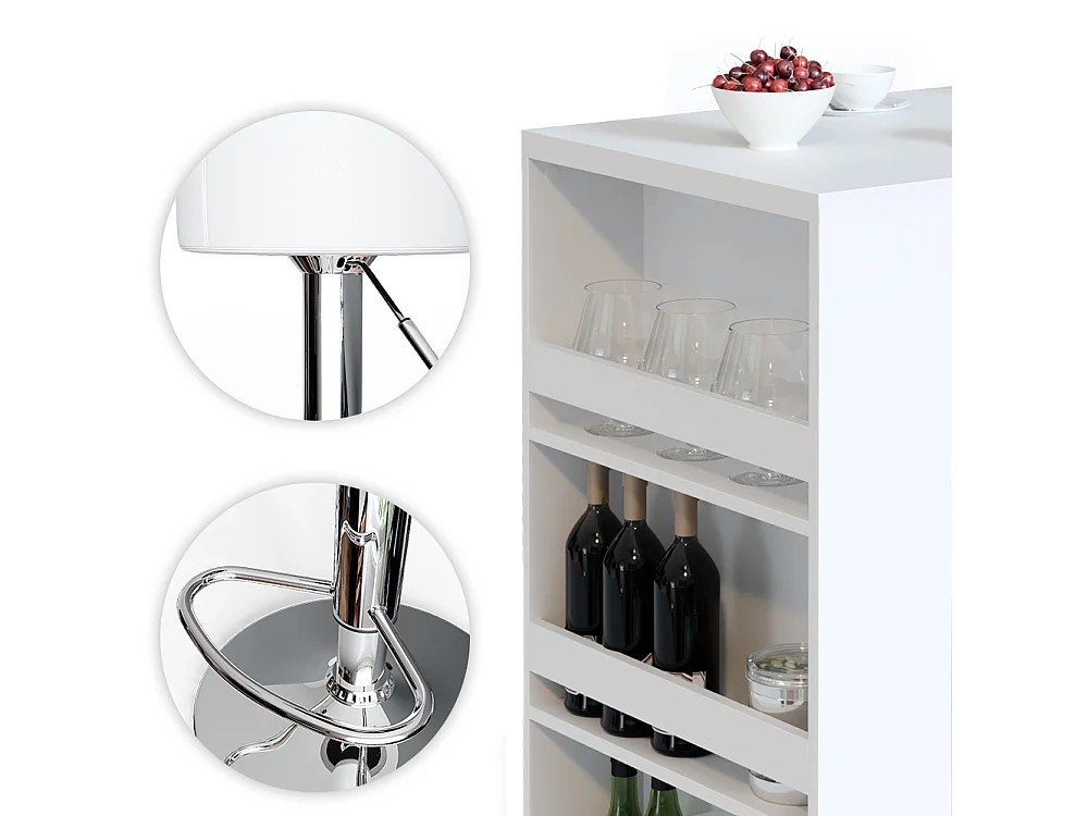 Set de mesa de bar blanco 57x80x106