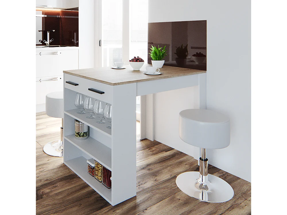 Set tavolo da pranzo sonoma/bianco 67x100x77.5 repose