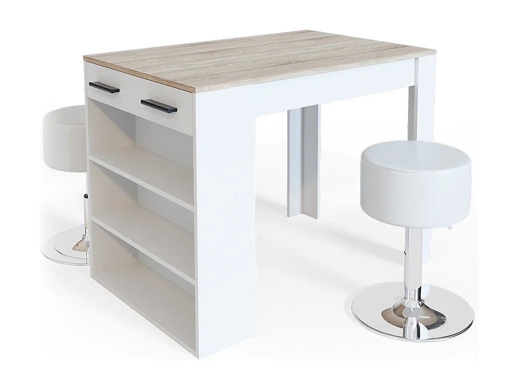 Ensemble table à manger sonoma/blanc 67x100x77.5 repose