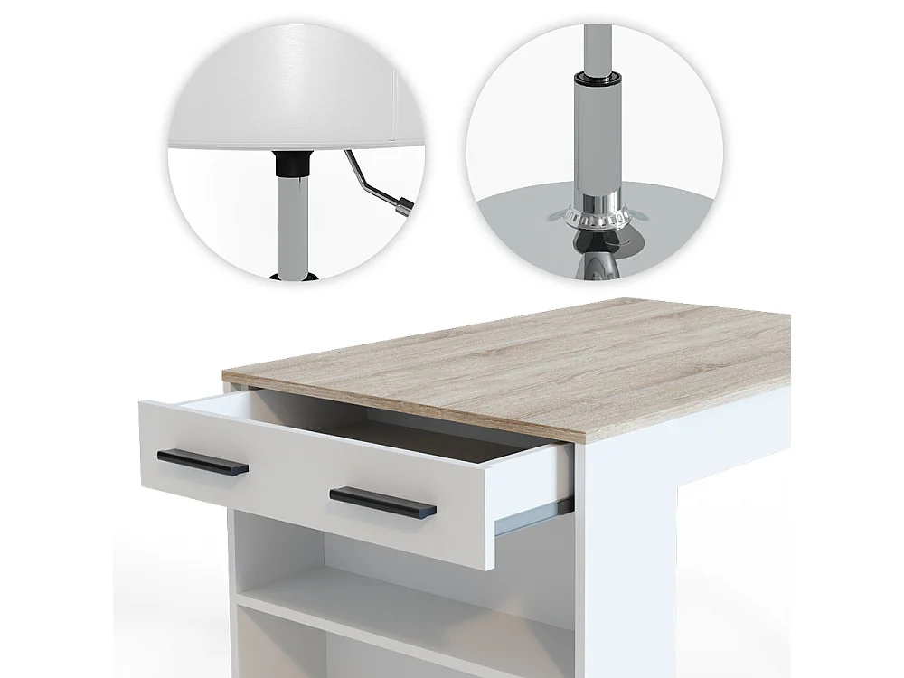 Ensemble table à manger sonoma/blanc 67x100x77.5 repose