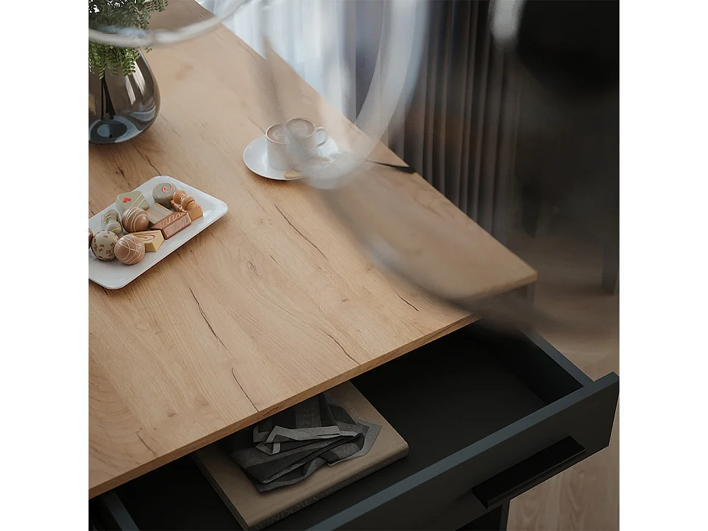 Table de bar chêne doré/anthracite 67x100x106 repose