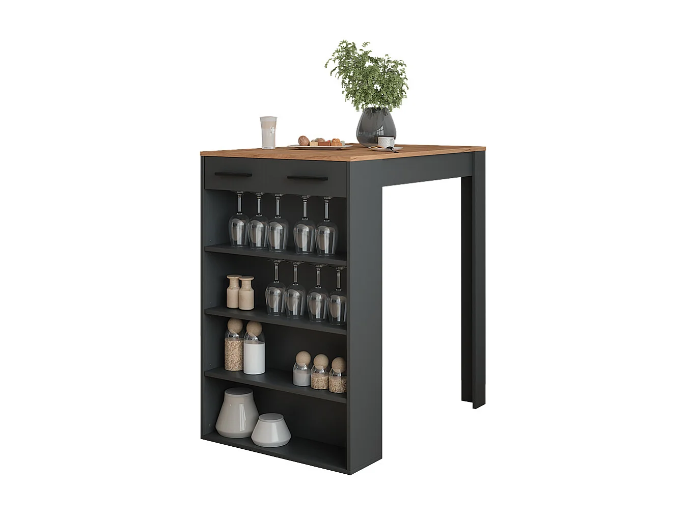 Table de bar chêne doré/anthracite 67x100x106 repose