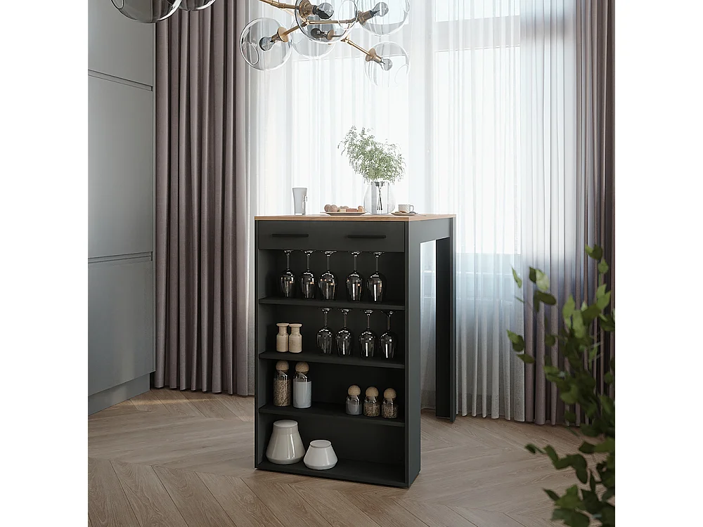 Table de bar chêne doré/anthracite 67x100x106 repose