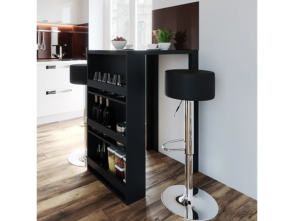 Tavolo bar con sgabelli antracite 57x80x106