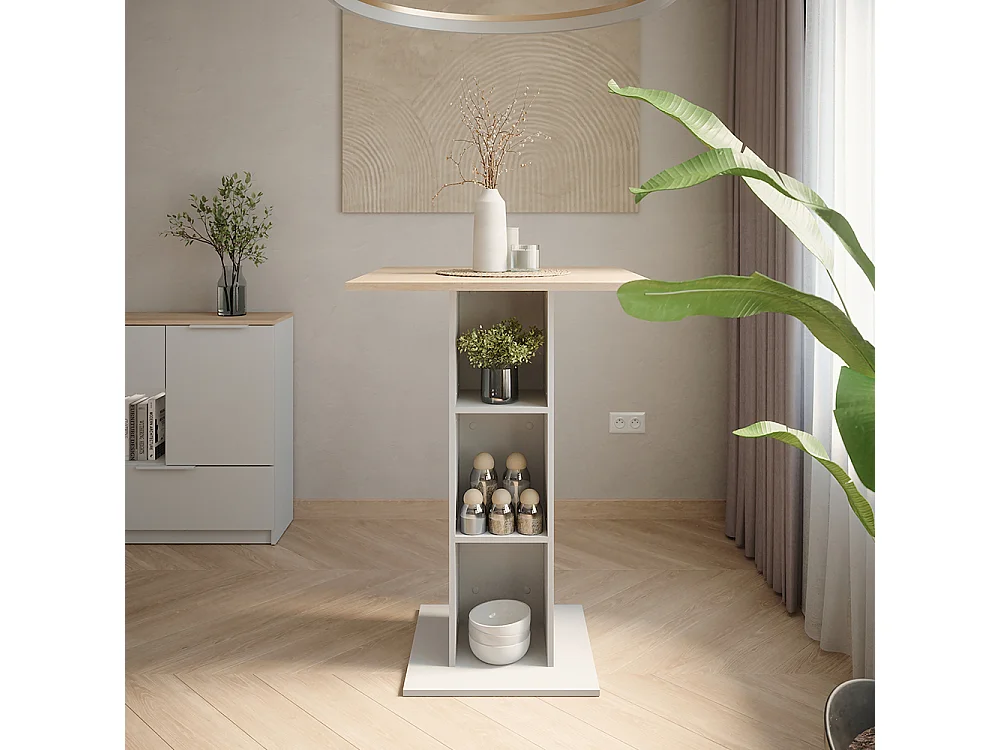 Table de bar blanc/sonoma 75x75x106 repose